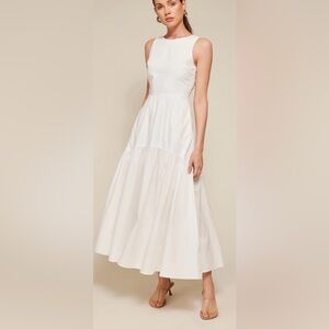 Line and Dot Maison Cut Out Dress Elegant White Maxi Size Small NEW